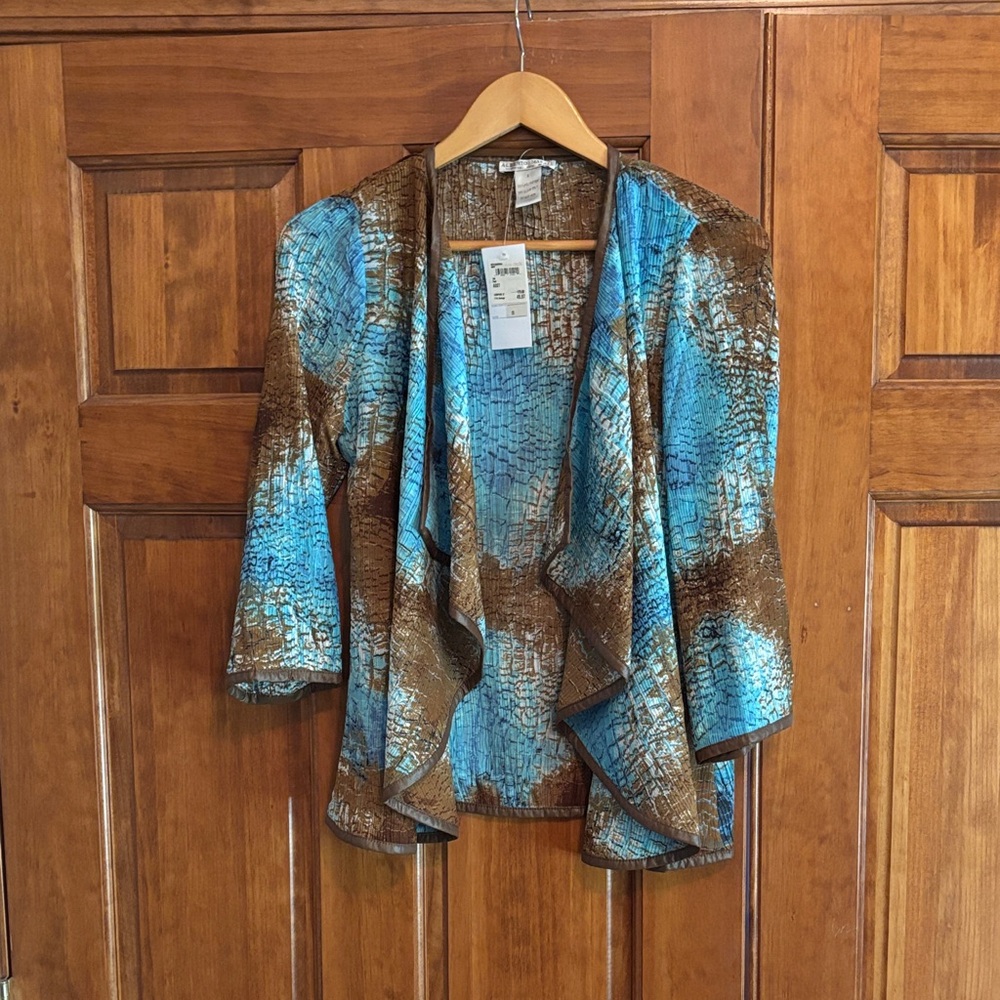 Alberto Makali Turquoise and Brown Cape Jacket